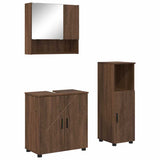 Bathroom Furniture Set 3 pcs Brown Oak Engineered wood & Metal 3392950