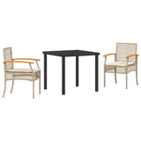 Garden Dining Set with Cushion 3 pcs Beige and Black Rattan 3380827