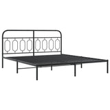 Metal Bed Frame without Mattress with Headboard Black 183x213cm 377122