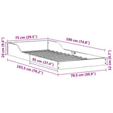 Bed Frame White 75 x 190 cm Solid Pine Wood 873341