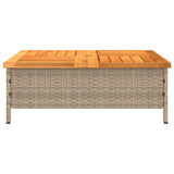 Garden Table Beige 70x70x25 cm Rattan and Acacia Wood 3281631