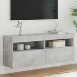 TV Wall Cabinet with LED Lights Concrete Grey 100x30x40 cm 837214