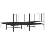 Metal Bed Frame without Mattress with Headboard Black 193x203cm 352486