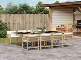 9 Piece Garden Dining Set with Cushions Beige Poly Rattan 3211462