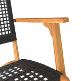 Garden Chairs 2 pcs Black Poly Rattan and Acacia Wood 365868