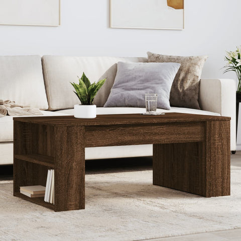 ZNTS Coffee Table Brown Oak 102x55x42 cm Engineered Wood 831860