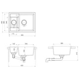 Kitchen Sink with Overflow Hole Double Basins White Granite 147088