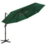 ZNTS 4-Tier Garden Parasol with Aluminium Pole Green 3x3 m 313829