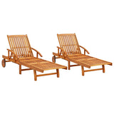 Sun Lounger Brown Solid Acacia Wood Standard Sun Lounger Size 3077329