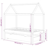 Kids Bed Frame with a Drawer Solid Pine Wood 70x140 cm 322136