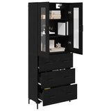 Highboard with Drawer 2 pcs Black Oak Engineered Wood 3416150