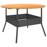 Garden Table with Acacia Wood Top Black 110x71 cm Poly Rattan 368625