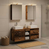 Bathroom Furniture Set 5 pcs Old Wood Engineered Wood and Glass 3406797