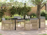 Garden Dining Set 5 pcs Beige Powder-Coated Steel 3380671