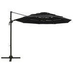 4-Tier Garden Parasol with Aluminium Pole Black 3x3 m 313834