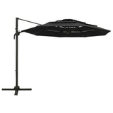 4-Tier Garden Parasol with Aluminium Pole Black 3x3 m 313834