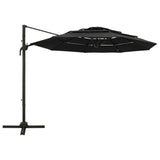 Garden Parasol Black Polyester 3x3 meters Foldable 313834