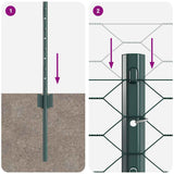 Hexagonal Fence with Post 10 x 0.4 m PVC-Coated Steel Green 3336667