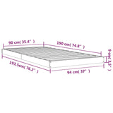 Bed Frame without Mattress 90x190 cm Single Single Solid Wood Pine 823479