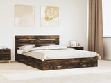 Bed Frame with Drawer Smoked Oak 150 x 200 cm Engineered Wood 3411962