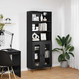 Highboard 2 pcs Black Oak Engineered Wood 3403173