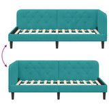 Corner Bed Frame with Headboard Turquoise 90 x 200 cm Velvet 42016614