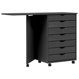 Rolling Cabinet with Desk MOSS Grey Solid Wood Pine 355902
