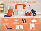 7 in 1 Toddler Slide Set with Basketball Hoop, Climbing Frame, Telescope, Drawing Board, Storage T3398P549474