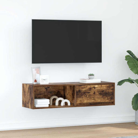 ZNTS TV Cabinet Smoked Oak 100x31x25.5 cm Engineered Wood 861480