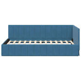 Corner Bed Frame with Headboard Blue 100 cm x 200 cm Velvet 42016316