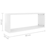 ZNTS Wall Cube Shelf 6 pcs High Gloss White 60x15x23 cm Engineered Wood 807153