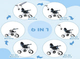 6 in 1 Tricycle for Kids with 5-point harness straps, Removable Canopy, Blue T3398P348137
