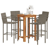 Garden Bar Set Grey Solid acacia wood, PE rattan, powder-coated steel 3295277