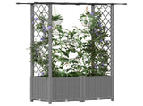 Raised Bed with Trellis and Roof Light Grey 124.5 x 40 x 138 cm 42032590