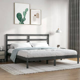 Bed Frame without Mattress Grey 200x200 cm Solid Wood Pine 3104955