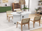 Four-Person Drop Leaf Dining Table, with Wheels - White T3398P344540