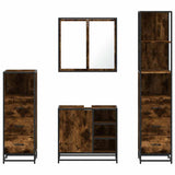 4 Piece Bathroom Furniture Set Smoked Oak Engineered Wood 3301267