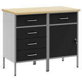 Work Cabinet with Drawer 2 pcs Black and Grey 100 x 55 x 85 cm 3321364
