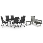 ZNTS 10 Piece Garden Dining Set Black and Anthracite 3070645