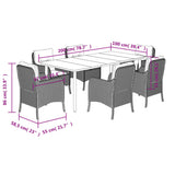 7 Piece Garden Dining Set with Cushions Brown Poly Rattan 3211946