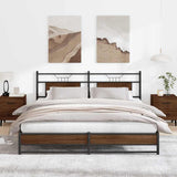 Metal Bed Frame without Mattress Brown Oak 180x200 cm Super King 3325131
