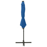 ZNTS Cantilever Garden Parasol with Pole and LED Lights Azure Blue 300 cm 312341