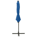 ZNTS Cantilever Garden Parasol with Pole and LED Lights Azure Blue 300 cm 312341