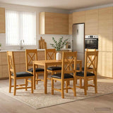 Dining Set 7 pcs Black Solid Oak Wood 3430270