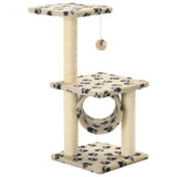 Cat Tree with Sisal Scratching Posts 65 cm Beige Paw Print 170549