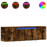 TV Wall Cabinet with LED Lights Smoked Oak 135x31x39.5 cm 852387