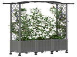 Raised Bed with Trellis and Roof Light Grey 164 x 40 x 144 cm 3423103