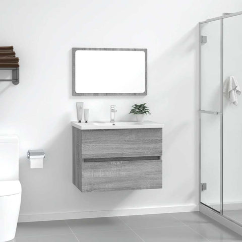 ZNTS 2 Piece Bathroom Furniture Set Grey Sonoma Engineered Wood 815736