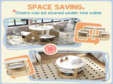 Five-Piece Kids Table and Chairs Set with Storage, for Ages 3-8 Years, White T3398P422126