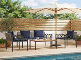 Outdoor Furniture Set 4 pcs Grey and Navy Blue Poly Rattan 42025345